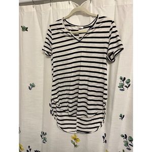 Black & White Striped VNeck Shirt